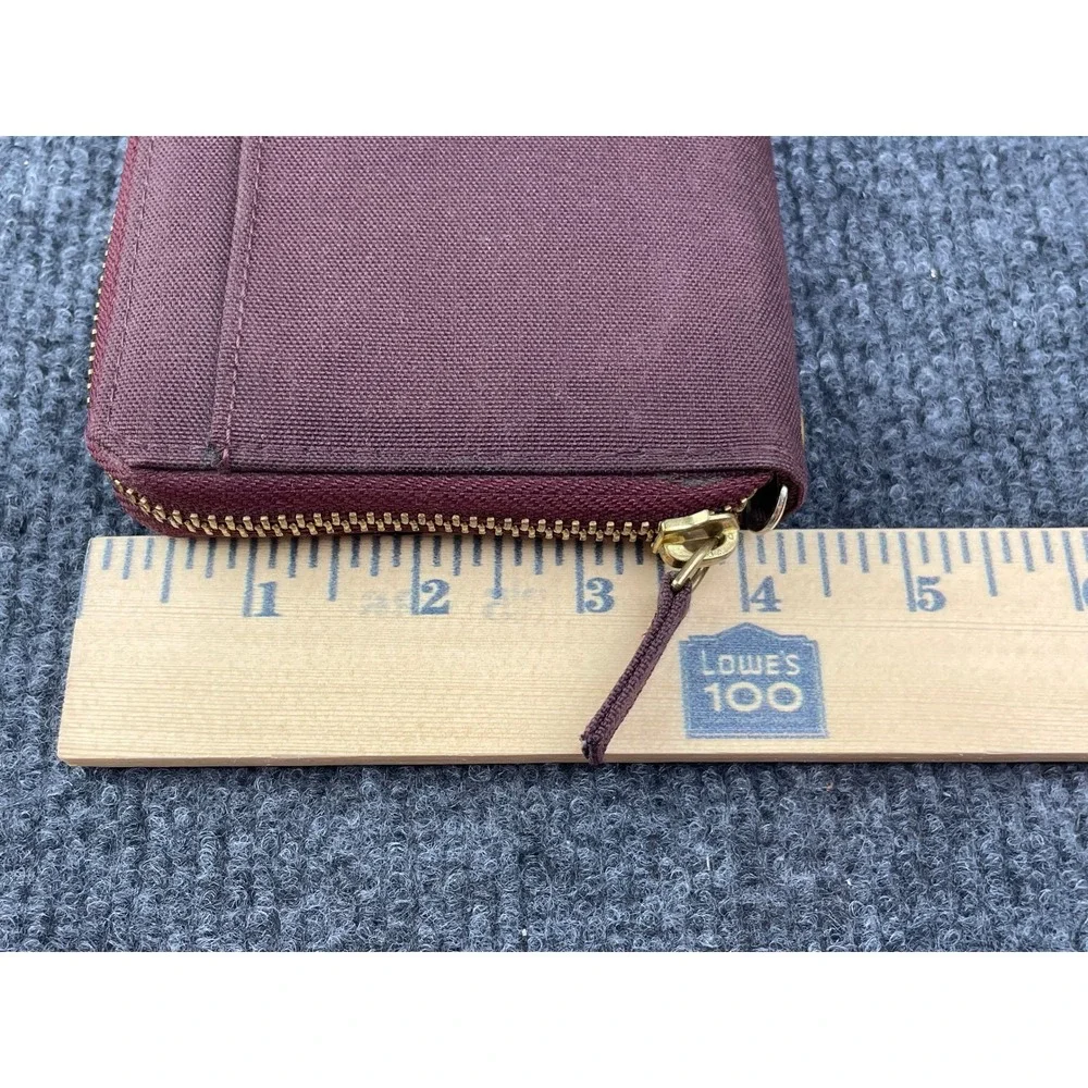 Carhartt Burgundy Canvas Zip Around Organizer Wallet with ID Window and Grommet